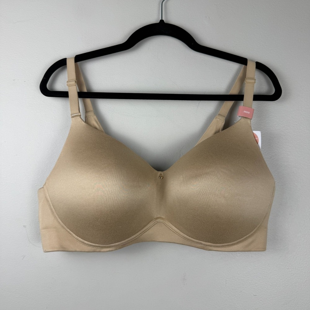 Cacique Invisible Backsmoother Lightly Lined No-Wire Bra Women's Size 38DD Beige